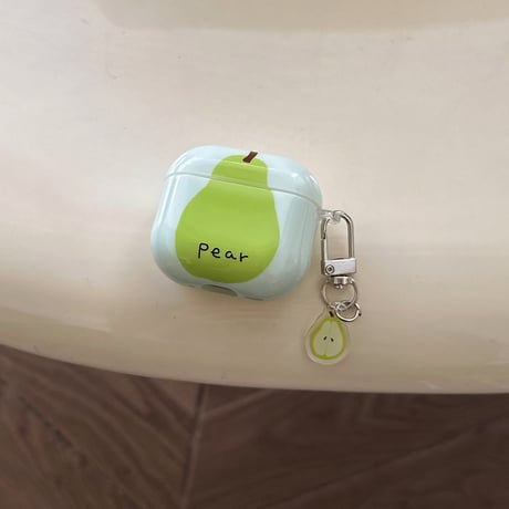 梨柄 Airpods4ケース Pear 韓国風 Airpods3/Pro2ケース airpodspro2カバー  キーチェーン付 ギフトにおすすめ[M5358]