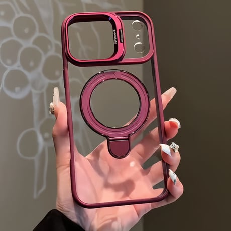 高機能高級感 iPhone17pro/16promaxケース MagSafeリングスタンドiphone15/14promax/13/12proカバー 耐衝撃 黄ばまない[M4058]