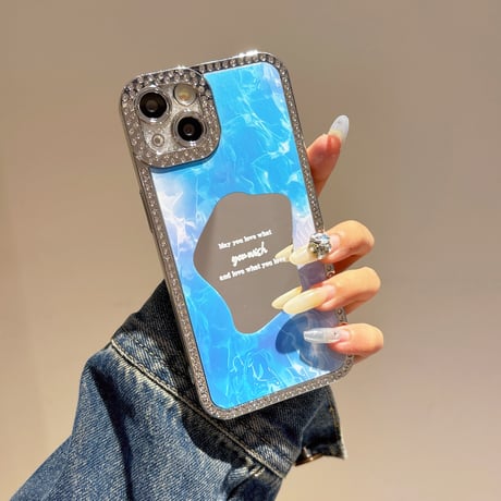 ジュエリーライン iPhone16pro/15proケース メイク鏡付 iPhone14/13promax/12カバー  おしゃれ 春夏人気アイテム [M5155]