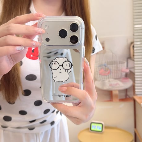犬ちゃんミラー iPhone17Pro/17ケース 光沢感 iPhone16Pro/15Pro/14ケース 丈夫 便利 ギフトに最適[M6503]