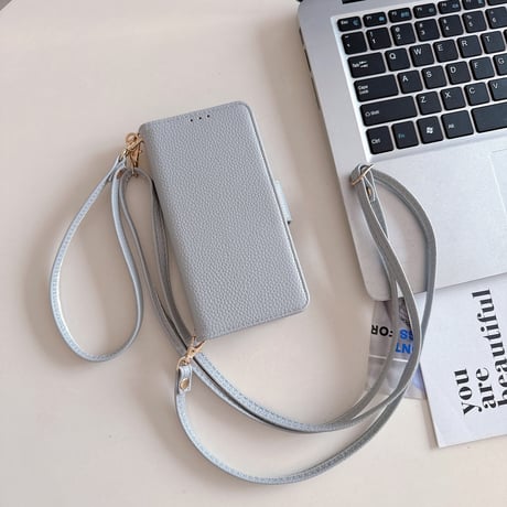 手帳型 アイフォン16pro/15ケース ストラップ付 革製 iPhone14promax/13/12カバー カード収納 スタンド付[M4462]