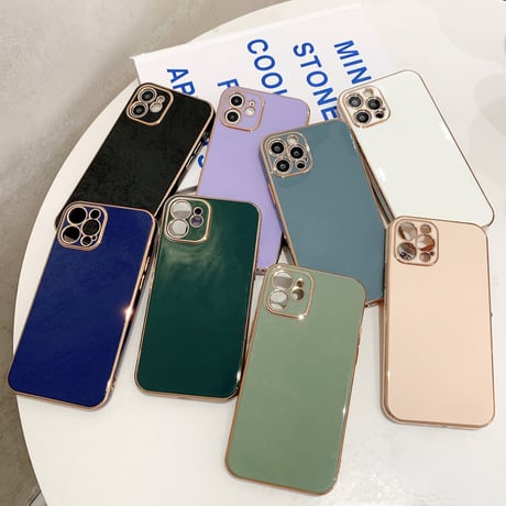 シンプル風ツヤあり iphone12pro/SE2ケース 金色枠ツヤ高級感アイフォン11promax/XSMAXカバー  頑丈耐久性耐衝撃ソフトケース M307