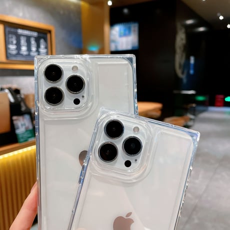 スクエア クリアiphone13/12promaxケース 高透明感 iphoneXS/11promaxカバー   シンプル無地  ツヤあり [M1966]