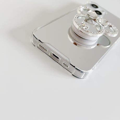 鏡グリップ iPhone15/15proケース かわいいミラー iPhoneSE2/14/13Proカバー 女子に大人気 ギフトにおすすめ 多機能 [M4016]