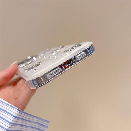 リボン iPhone15/15pro/15plusカバー ホワイト iPhone14/13pro/12ケース お洒落 可愛い[M4551]