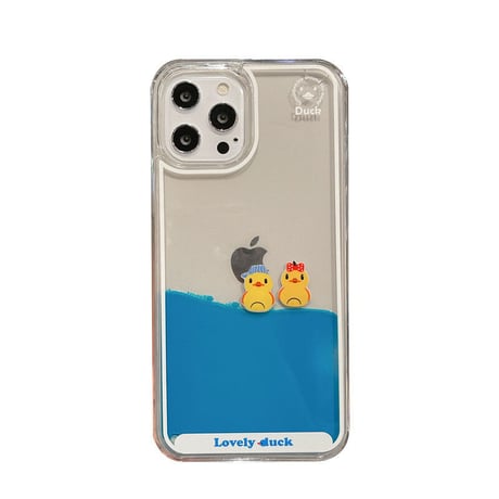 動く液体 アヒル iPhone14/15proケース 泳ぐダック アイフォン13/12/11カバー かわいい ストレス解消 ギフトにおすすめ [M2875]