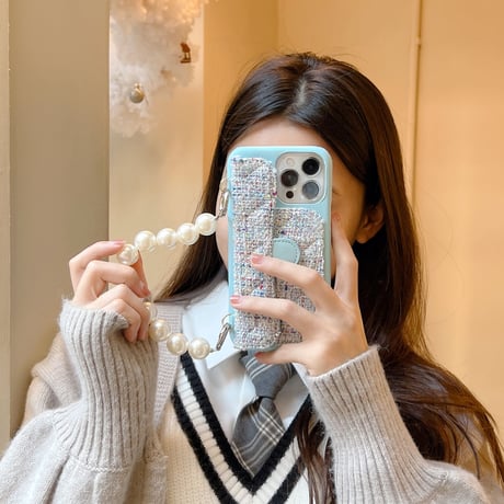 革製 カード入れ iphone13/13proケース  キラキラ真珠ストラップ付 アイフォン12/11proカバー  ゼレブ愛用 オシャレ 女の子 高品質M1383