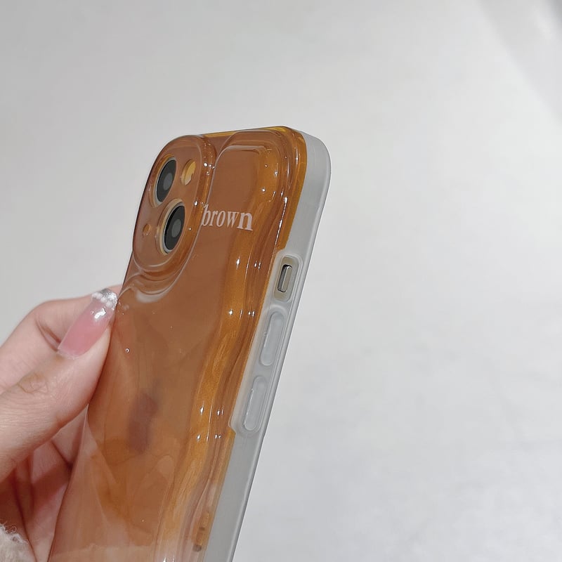 暈し染め 茶色 iphone14pro/13promaxケース 高級感 お揃い Airpods