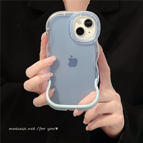 スタンド付波紋枠 iPhone13/14ケース 指紋防止マットクリア アイフォン12pro/11カバー シンプル 黄ばまない 頑丈 男女向け[M2987]