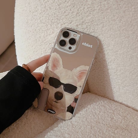 カッコイイ 鏡iphone14/13proケース 犬ちゃん アイフォン12/11カバー 可愛い クール ギフトにおすすめ[M3353]