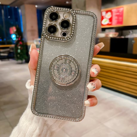 ジュエリー iPhone15/15Proケース リング付き iPhone14/13/12Proケース  インナーシート付 花レンズ 高機能 [M3904]