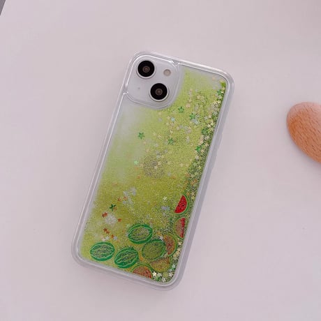 流れるグリッター/スイカ/アボカド iPhone14/13miniケース 液体 キラキラアイフォン12mini/11pro/SE3カバー 面白い お揃い 頑丈 夏に人気  [M3323]