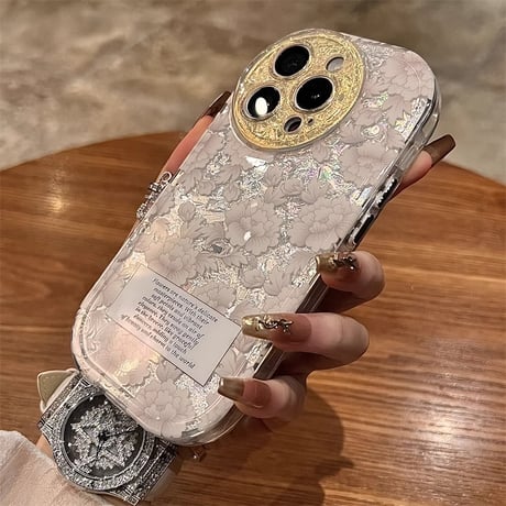 花柄 iphone16/16proケース  カメラ保護 iphone15pro/14/13proケース 高級感 女子力高い 丈夫[M5044]