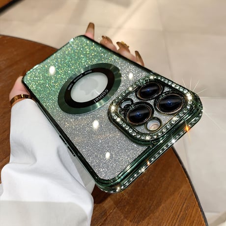iPhone15/15proケース MagSafe対応 ジュエリー14/13カバー キラキラシート付き おしゃれ [M3478]
