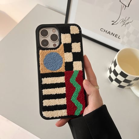 インスタ映え刺繡入り iphone15/14proケース  チェック柄縞模様 アイフォン12pro/13携帯カバー 可愛い  ファッション  秋冬人気M1292