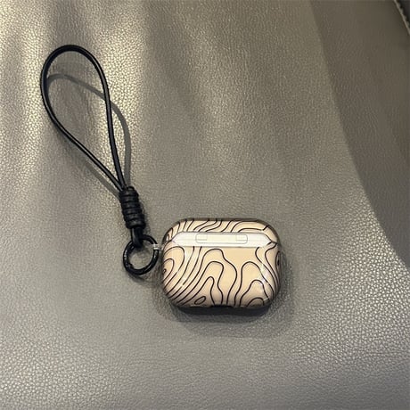 線柄 AirpodsPro3ケース オシャレ シック エアポッズ4/3  AirpodsPro2/Proカバー  皮ストラップ ギフトにおすすめ [M5922]