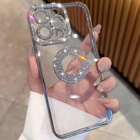 iPhone15/15proケース ストーン クリア オシャレ キラキラ iPhone14/13/12カバー 女子力アップ[M3489]