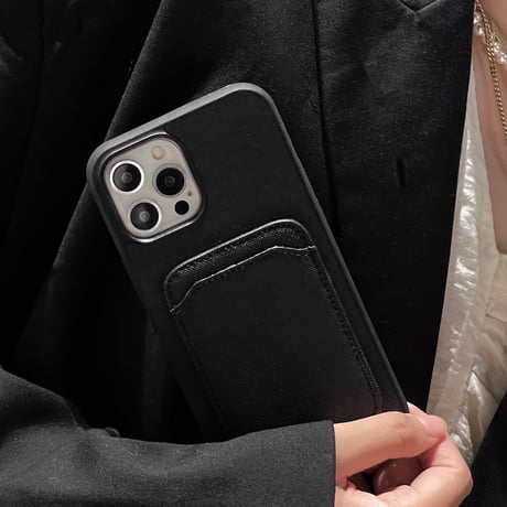 カードポケット iphone14Plus/13promaxケース  シンプル iphone12mini/11カバー  交通カードSUICA/PASMO/ICOCAなど収納[M2158]