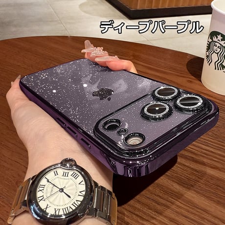 キラキララメレンズフィルム iPhone17pro/17ケース 星空のように輝く アイフォン17promax/Air/16proカバー 黄ばまない オシャレ 人気品 [M5724]