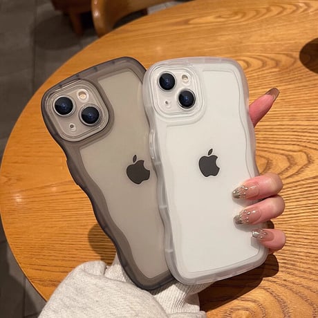 ウェーブ型 iPhone15/16proケース うねうねクリア iPhone14pro/13/SE第3世代カバー 落下防止[M3480]