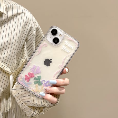 動くリボン iphone15pro/14/13proケース  黄ばまないクリア iphone12promax/11カバー  可愛い ガールズに人気[M4435]