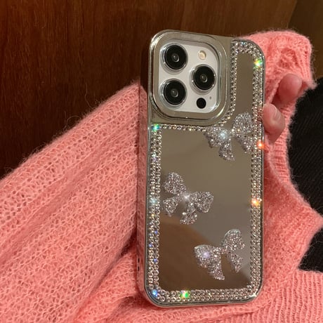 ジュエリー 鏡iPhone16pro/16カバー キラキラ上品 iPhone15pro/14/13proケース トレンドファッション オシャレ [M5109]