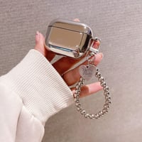 【Airpods5】メッキシルバーカラー airpodspro3/2ケース 鏡面 ストラップ付 airpods4/3カバー シンプル風ソフトケース 個性[M1500]
