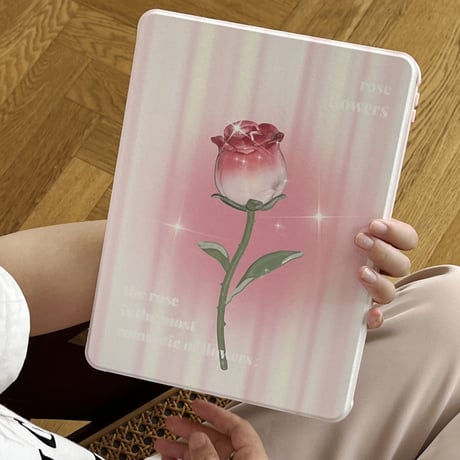 バラ柄 iPad9/8世代ケース アイパッドiPad mini第6世代カバー 10.5/10.2/9.7インチ  卓上スタンド  360度回転可 耐衝撃 折り曲げ防止[M2427]