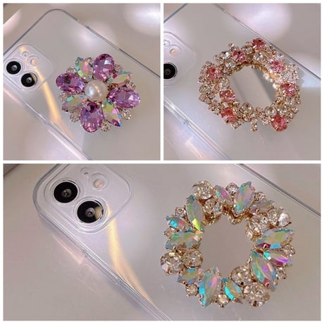 おしゃれ デコ スマホグリップ スタンド ミラー 手作り 鏡ポップソケット ダイヤモンド  芸能人愛用  落下防止 綺麗M501