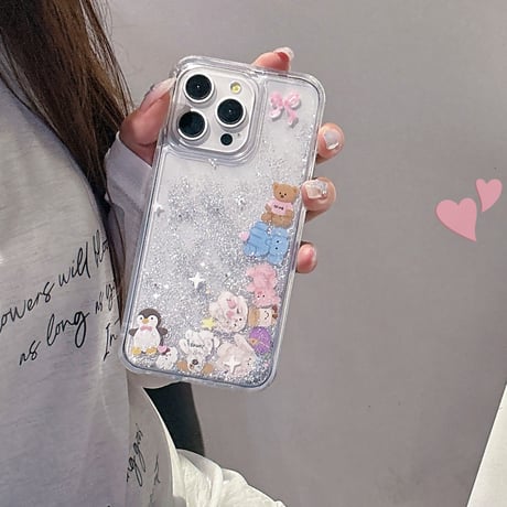 動く動物 iPhone15/15pro/15plusケース 液体 iPhone14/13pro/12ケース 面白い ギフトに最適[M4536]