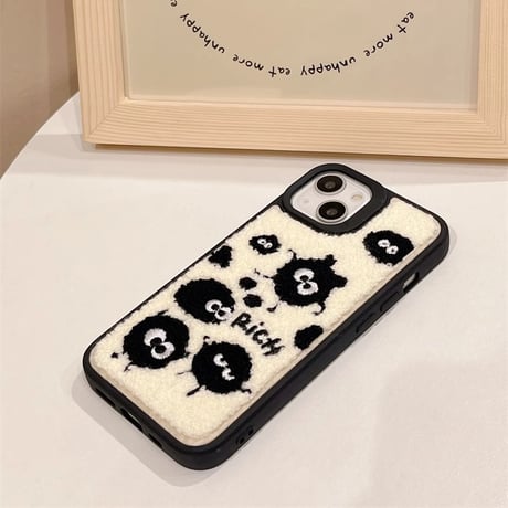 秋冬定番 iphone15/15proケース 刺繡入りモンスター iphone14/13/12/11カバー かわいい プレゼントにおすすめ[M3639]