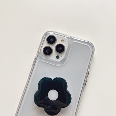 花グリップ付 iphoneSE3/13ケース   透明系  iphone12/11proカバー  スタンド機能あり  オシャレ艶あり 便利ファッション 頑丈 [M1715]