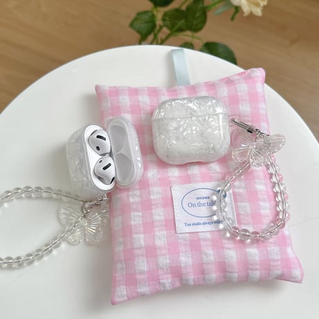 シェル柄 Airpods4ケース 蝶ストラップ AirpodsPro2ケース airpods3/2ケース 艶感 高級感 女子力高い[M5462]