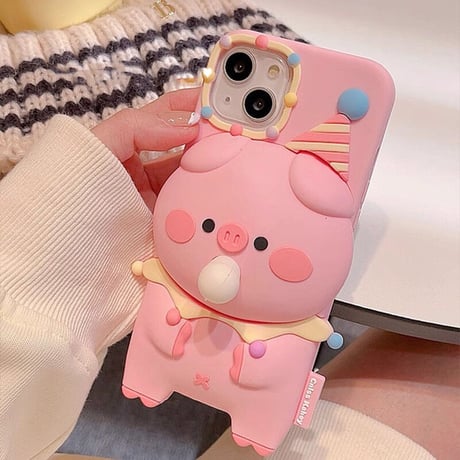 バブルスクイーズ iphone15/15proケース ピンクブタちゃん iphone14/13/12/11カバー ストレス発散グッズ プレゼントにおすすめ[M3636]