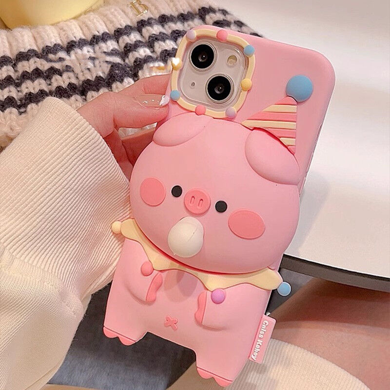 バブルスクイーズ iphone15/15proケース ピンクブタちゃん iphone14/13
