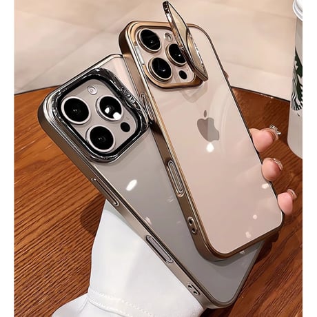 レンズカバースタンド一体型 iPhone16Pro/15ProMaxケース iPhone14pro/13promax/12クリアケース 耐久性 頑丈[M3539]