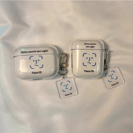 Face ID Airpods 4ケース チャーム付 AirpodsPro2/Pro1 Airpods3/2カバー クリア 大人可愛い ギフトにおすすめ [M4735]