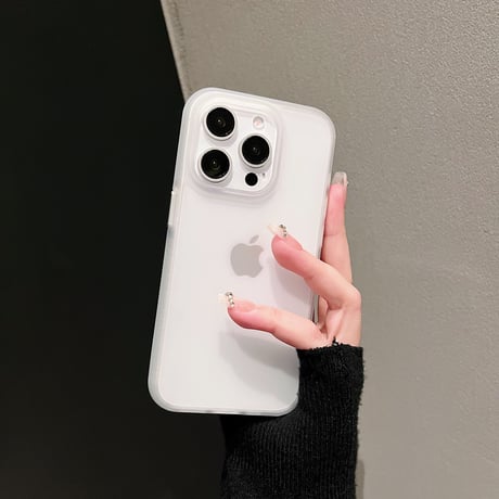 指紋防止 滑り止め加工 iPhone16pro/16plusケース 半透明 シンプル風 iPhone15pro/14/13proカバー 高品質 黄ばまない [M4983]