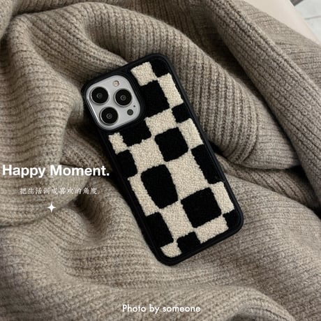 秋冬 刺繡入り iphone16/15proケース  チェック柄 iphone14pro/13/12/11カバー  柔らかい 温かい   ファッションセンスいい  ギフトにいおすすめ [M2242]