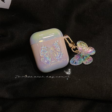 リボン 蝶 AirPodsPro2ケース グラデーション カラー キラキラ  airpods3/2カバー 光る  お揃い ギフトにおすすめ[M2548]