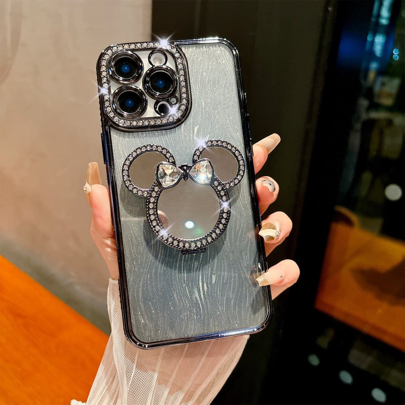 iPhone17Pro BLACK Paris 総柄ミラー ケース ミラー iphone17pro/17Airケース ジュエリー スタンド付 iPhone16pr