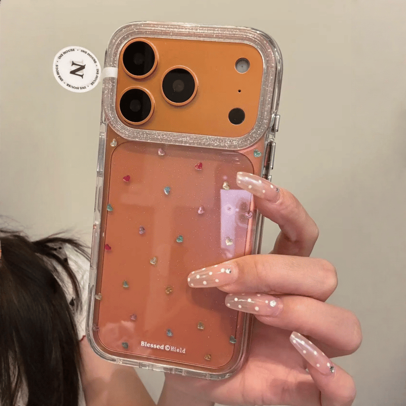 カラーハートデコ iPhone17/17proケース キラキラララメ iPhone17prom