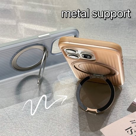 滑り止め/指紋防止 iPhone16/16proケース MagSafeリング スタンド 薄型軽量 iPhone15pro/14promax 半透明 高級感 [M4696]