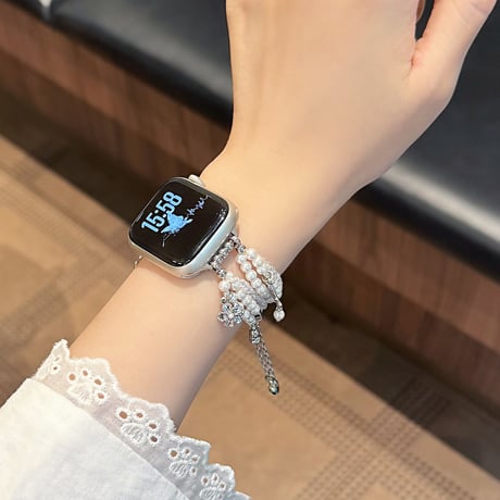 豪華真珠 アップルウォッチバンド  高品質 AppleWatchブレスレット Series11/10/9/8 SE3/2 40/41/42mm 韓国っぽ [M6524]