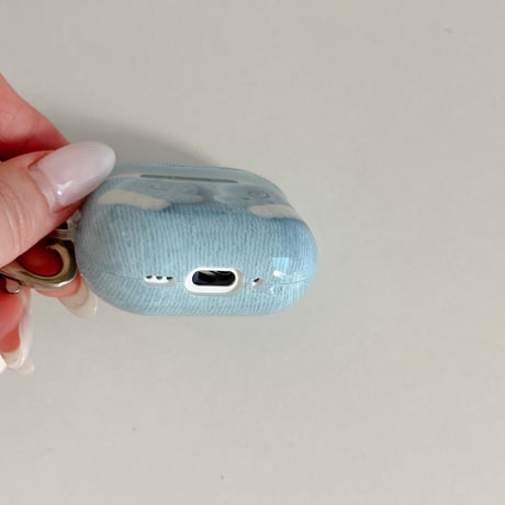 兎キーホルダー AirpodsPro3ケース 手袋柄 韓国風 エアポッズ4/3  AirpodsPro2/Proカバー  ギフトにおすすめ ブルーカラー[M5923]