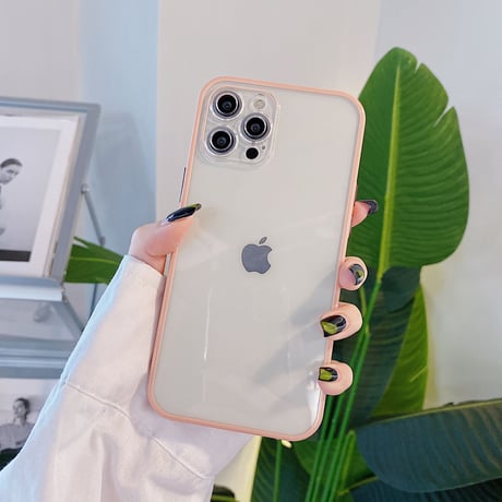 カラーサイド透明 iphone13pro/13promaxケース  カメラレンズ保護 艶カラーiphone12/11カバー  耐衝撃頑丈M1038