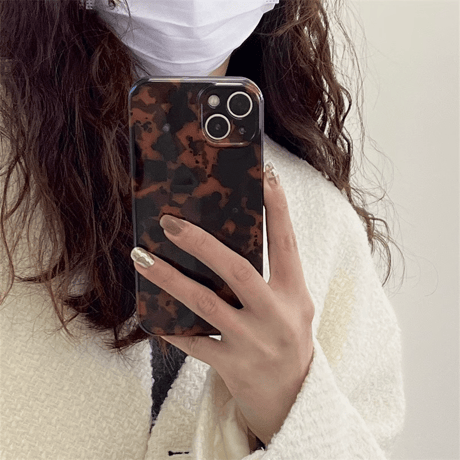 べっ甲 iPhone16Pro/16ケース チェーン付き iPhone15/14pro/13Pro/12ケース 質感ある 透明感 女子力アップ シック[M4835]