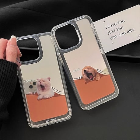 猫 ミラーiPhone15/15proケース  丈夫 iPhone14pro/13/12カバー 可愛い 丈夫[M4175]