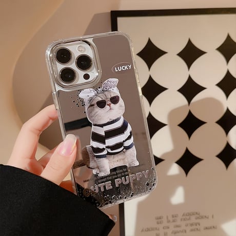 鏡 猫ちゃん iphone14/13proケース 頑丈 アイフォン12pro/11カバー カッコイイ かわいい ギフトにおすすめ[M3408]