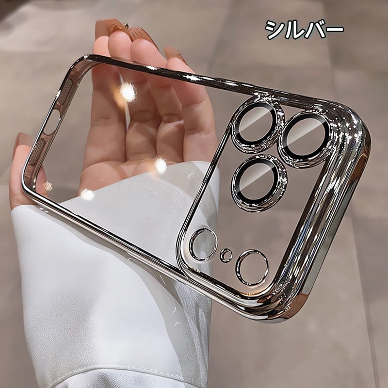 メタル iPhone17pro/16promaxケース クリア 黄ばまないアイフォン15pr
